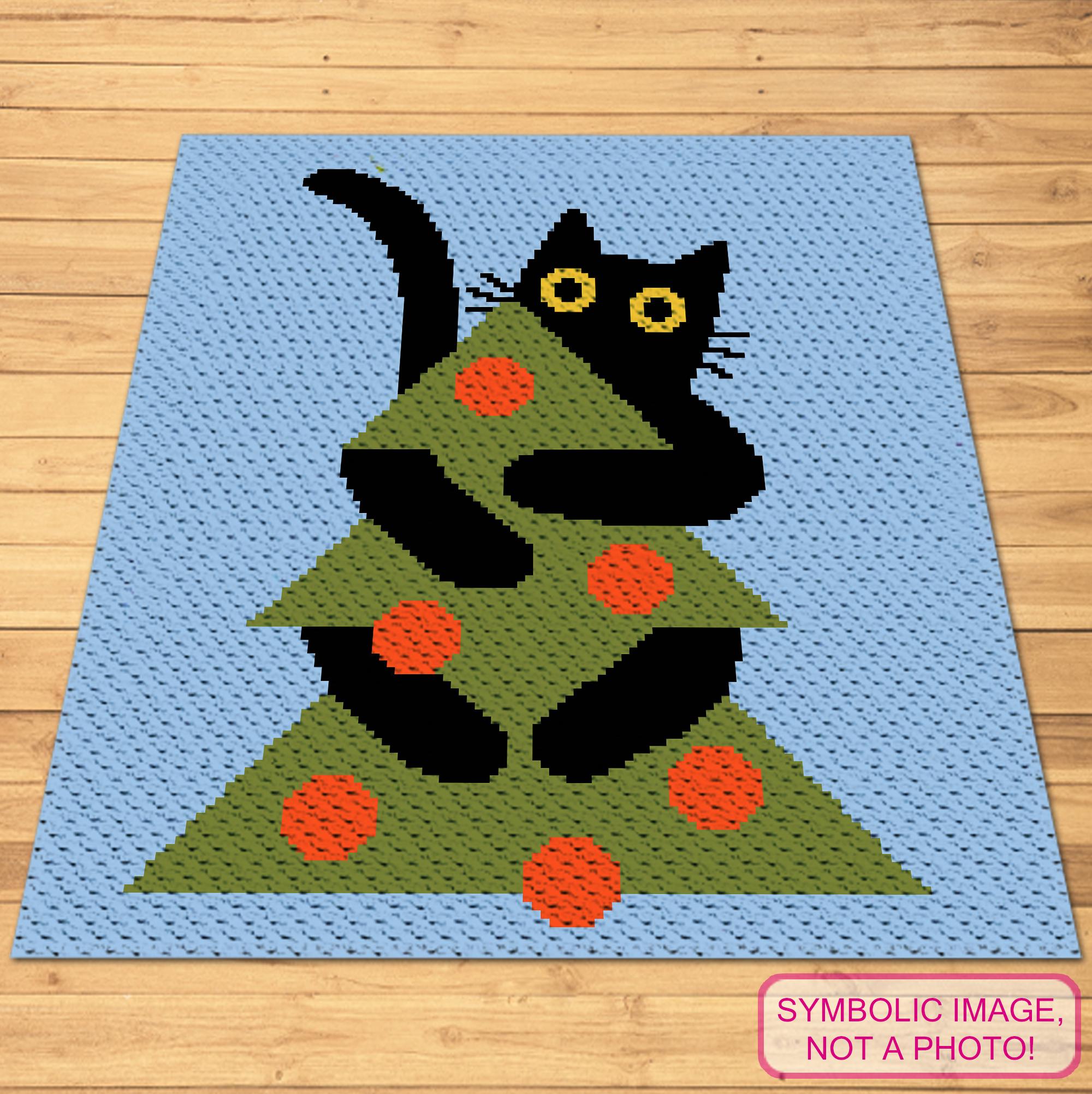 40 Graph C2C Crochet Patterns: Boost Your Skills With These Unique Designs 16 C2C Christmas Cat Crochet