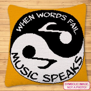 Yin Yang Crochet Pattern, Crochet Pillow Pattern, Crochet Graphgan Pattern, Crochet Yoga Pattern, Zen Crochet, Crochet Music Note