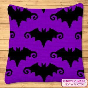 Gehäkelte Fledermaus-Muster, Häkelkissen-Muster, Halloween-Häkeldecke, Vampir-Muster, Häkel-Überwurf-Muster, Häkelkissen