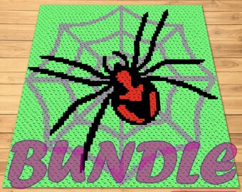 Crochet Spider Pattern, C2C Crochet Pattern, Halloween Crochet Blanket, Crochet Pillow Pattern, Halloween Crochet Spider, Creepy Crochet