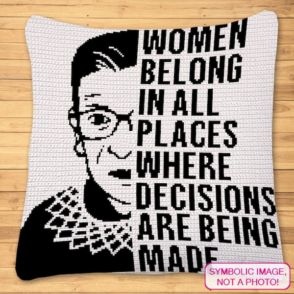 RBG Pattern, Feminist Crochet - Tapestry Crochet Blanket and Pillow Pattern - Ruth Bader Ginsburg Crochet Pattern with Written Instructions.