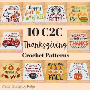 Thanksgiving Crochet Bundle, C2C Crochet Pattern, Corner to Corner Crochet Blanket Pattern, C2C Afghan Pattern, Autumn Crochet, Fall Crochet