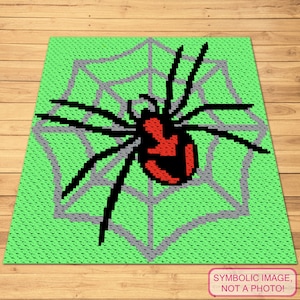 Crochet Spider Pattern, C2C Crochet Pattern, Halloween Crochet Blanket, Corner to Corner Crochet Pattern, Creepy Crochet, Scary Crochet
