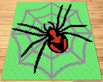 Crochet Spider Pattern, C2C Crochet Pattern, Halloween Crochet Blanket, Corner to Corner Crochet Pattern, Creepy Crochet, Scary Crochet