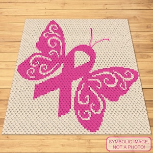 C2C Crochet Blanket Pattern, Corner to Corner Crochet, Lupus Awareness, Awareness Butterfly, Butterfly Crochet Pattern, C2C Graphgan Pattern