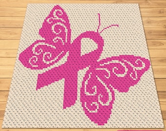 C2C Crochet Blanket Pattern, Corner to Corner Crochet, Lupus Awareness, Awareness Butterfly, Butterfly Crochet Pattern, C2C Graphgan Pattern