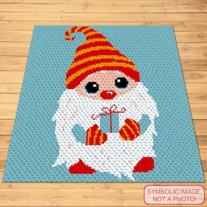 C2C Crochet Gnome Pattern, Christmas Crochet Afghan Pattern, Corner to Corner Crochet Blanket Pattern with Written Instructions