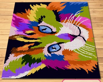 Crochet Cat Blanket Pattern, Cat Crochet Pattern, Crochet Cat Afghan, Crochet Graphgan Pattern, Crochet Animal Pattern, Crochet Art