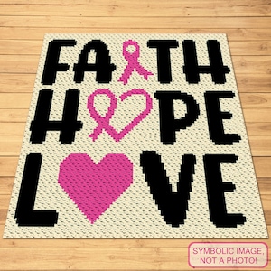 Faith Blanket Crochet Pattern, Chemo Crochet, C2C Afghan Pattern, Awareness Ribbon Pattern, Cancer Ribbon Crochet, Corner to Corner Crochet