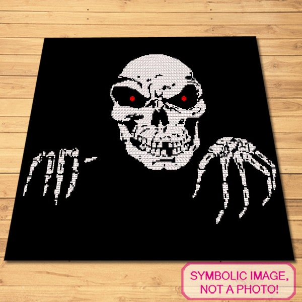 Halloween Crochet Blanket, Crochet Skeleton, Crochet Skull Pattern, Crochet Graphgan Pattern, Halloween Blanket, Halloween Crochet Decor