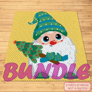 Crochet Gnome Pattern BUNDLE, Christmas Crochet Blanket Pattern, Crochet Gnome Pillow Pattern, Winter Crochet Blanket, C2C Graphgan Pattern