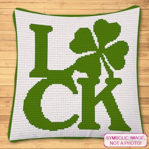 Crochet Clover Pattern - Tapestry Crochet Blanket and Pillow Pattern with Written Instructions - St Patricks Day Crochet Pattern