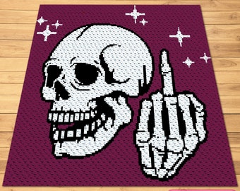 Crochet Finger Pattern, C2C Crochet Skull Blanket Pattern, Corner to Corner Pattern, Rude Crochet Pattern, Skeleton Pattern, C2C Graphgan
