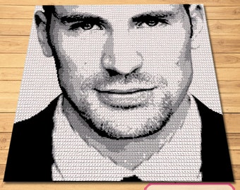 Crochet Celebrity Chris Evans, Crochet Blanket Pattern, Crochet Graphgan Pattern, Crochet Afghan Blanket Pattern, Crochet Movie Blanket