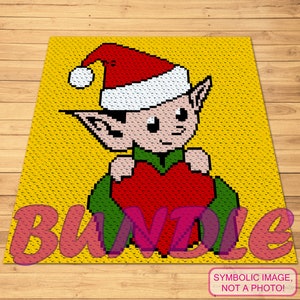Christmas Elf Crochet Pattern - Crochet BUNDLE: C2C Christmas Blanket Pattern, Christmas Crochet Pillow Pattern