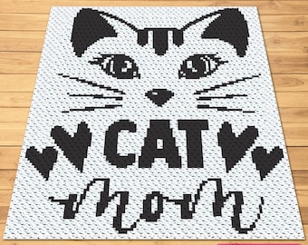 Gehaakt kattenpatroon, C2C-haakpatroon, gehaakt dierenpatroon, patroon van hoek tot hoek, gehaakt grafietpatroon, Afghaans C2C-patroon