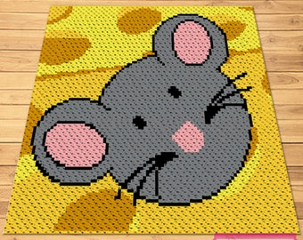 C2C Crochet Blanket Pattern with Written Instructions, Corner to Corner Blanket Pattern, Crochet Mouse Pattern, Crochet Graphgan Pattern