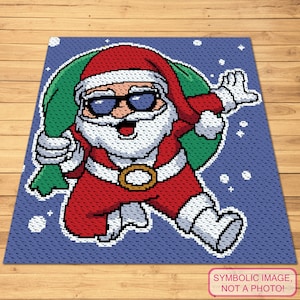 C2C Christmas Blanket Pattern, Christmas Crochet Santa Pattern, Crochet Santa Claus, C2C Graphgan Pattern with Written Instructions
