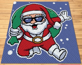 C2C Christmas Blanket Pattern, Christmas Crochet Santa Pattern, Crochet Santa Claus, C2C Graphgan Pattern with Written Instructions