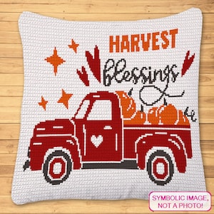 Thanksgiving Crochet Pattern, Crochet Pillow Pattern, Crochet Pumpkin Pattern, Fall Crochet Pattern Home Decor, Crochet Graphgan Pattern