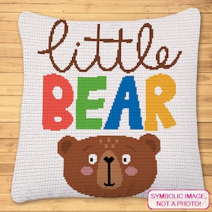 Patrón de oso de ganchillo, patrón de ganchillo único, patrón de manta de ganchillo para niños pequeños, lindos animales de ganchillo, funda de cojín de ganchillo, crochet SC