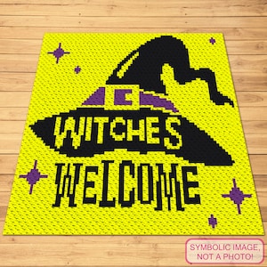 Crochet Witch Hat Pattern, C2C Crochet Blanket Pattern, C2C Halloween Blanket, Crochet Halloween Decor Pattern, Crochet Witch Pattern