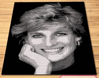 Crochet Celebrity Princess Diana, Crochet Blanket Pattern, Crochet Graphgan Pattern, Crochet Afghan Blanket Pattern, Royal Pattern