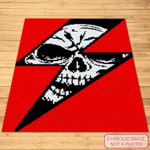 C2C dekenpatroon, hoek tot hoek patroon, gehaakt schedelpatroon, Halloween gehaakt decor, C2C Graphgan patroon, gehaakt Afghaans patroon