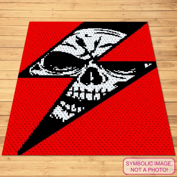 C2C Blanket Pattern, Corner to Corner Pattern, Crochet Skull Pattern, Halloween Crochet Decor, C2C Graphgan Pattern, Crochet Afghan Pattern