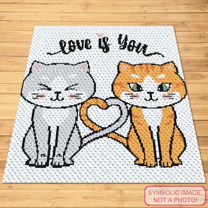 Crochet Cat Pattern, C2C Graphgan Pattern, Crochet Animal Pattern, C2C Crochet Cat Blanket, Crochet Love, Cute Crochet Pattern