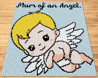Angel Baby Crochet Blanket -C2C Baby Blanket - Crochet Angel Pattern with Written Instructions, Corner to Corner Crochet Afghan