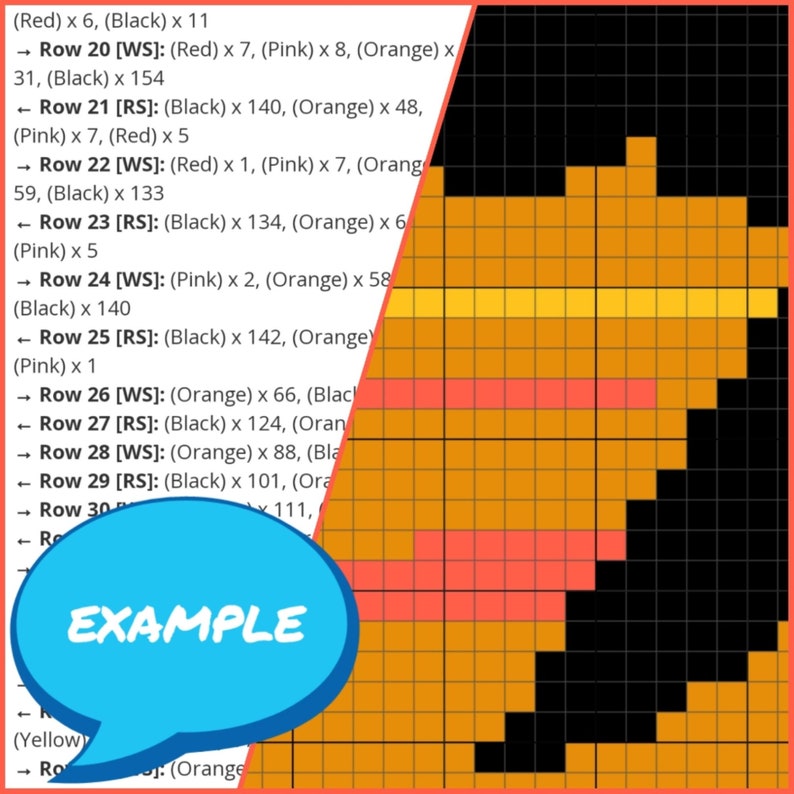 Pu&ograve; includere: Una rappresentazione visiva di uno schema con quadrati neri, arancioni, gialli e rosa. Lo schema &egrave; una forma triangolare con la base in basso e la punta in alto. Lo schema &egrave; etichettato come "EXAMPLE".