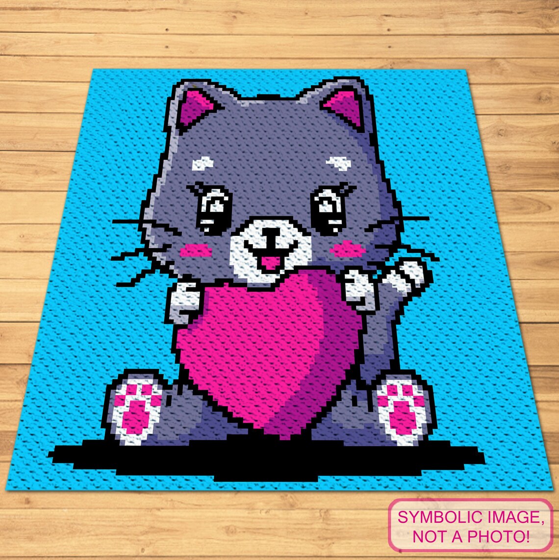 Crochet Kitty Pattern C2C Crochet Blanket Pattern With Etsy