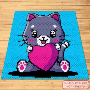 Modello gattino all'uncinetto - Modello coperta all'uncinetto C2C con istruzioni scritte - Modello afgano C2C, Modello gatto all'uncinetto, Graphghan