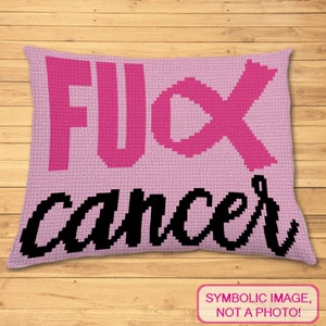 Fuck Cancer Crochet Pillow Pattern, Chemo Crochet, Awareness Ribbon Pattern, Cancer Ribbon Crochet, Cancer Pillow, Pink Ribbon Crochet
