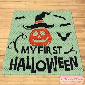 C2C Graphgan Muster, Halloween Häkeldecke Muster, häkeln Kürbis Muster, häkeln Baby Decke Muster
