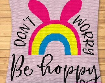 Easter Crochet Pattern, Crochet Rainbow Pattern, Crochet Bunny Pattern, Easter Decor, Crochet Graph, Crochet Pillow Pattern, Inspirational