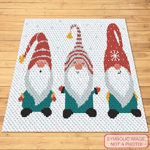 C2C Crochet Gnome Pattern, C2C Christmas Crochet Afghan Pattern with Written Instructions, Winter Crochet Blanket