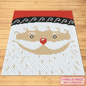 Crochet Santa Pattern, C2C Christmas Afghan, Crochet Santa Claus, C2C Graphgan Pattern with Written Instructions