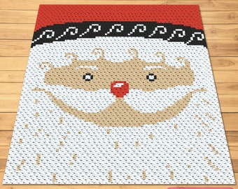 Crochet Santa Pattern, C2C Christmas Afghan, Crochet Santa Claus, C2C Graphgan Pattern with Written Instructions