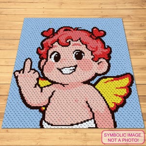 Patrón de Cupido de crochet, Patrón de crochet C2C, Patrón de crochet rudo, Patrón de crochet con juramento, Patrón de manta de esquina a esquina con instrucciones escritas