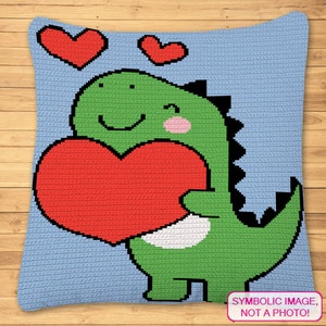 Crochet Dinosaur Pattern, Crochet T-Rex Pattern, SC Crochet Blanket Pattern, Crochet Pillow Pattern, Crochet Graph Pattern, Crochet Animal