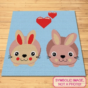 Crochet Bunny Pattern, Crochet Blanket Pattern, Baby Blanket Pattern, Valentines Day Crochet Pattern