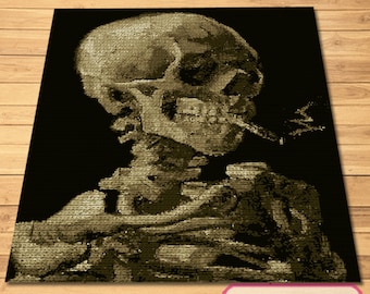 かぎ針編みのゴッホ「星月夜」 - タペストリーかぎ針編みブランケット