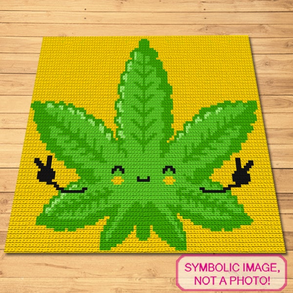 Marijuana Leaf Crochet Pattern - Crochet Rasta - Tapestry Crochet Blanket and Crochet Pillow Pattern with Written Instructions