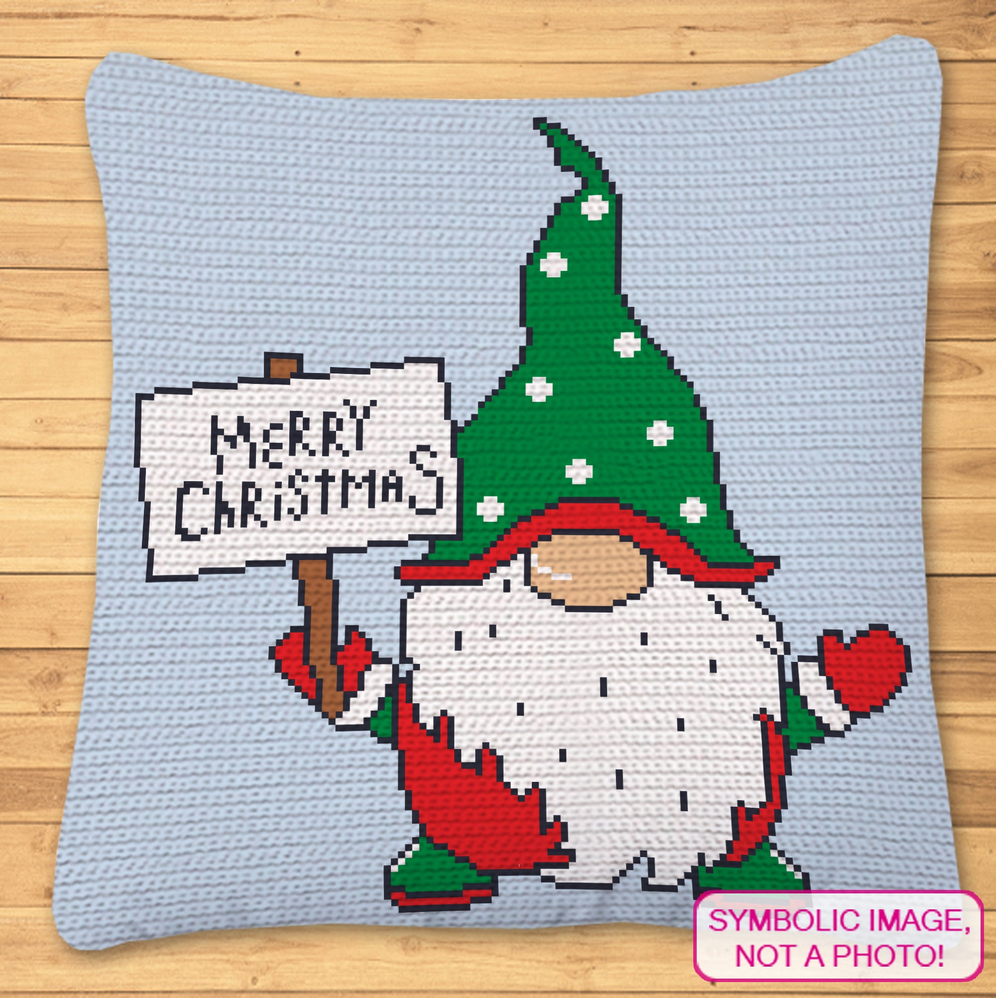 Crochet Gnome Pattern, Christmas Crochet Pillow Pattern, Christmas