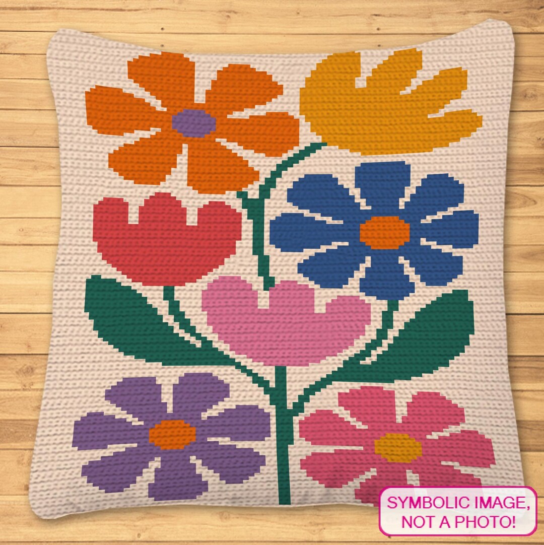 Flower Graphgan Pattern Minimalistic Flowers Crochet Pattern, Single Crochet Graphgan Pattern ...
