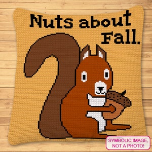 Fall Crochet Pattern, Crochet Afghan Pattern, Crochet Pillow Case, Crochet Animal Blanket, Autumn Crochet Blanket Pattern, Nuts About Fall