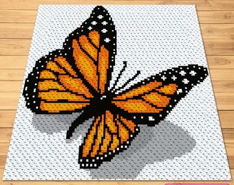 Crochet Butterfly - C2C Crochet Afghan -  Crochet Animal Pattern with Written Instructions.