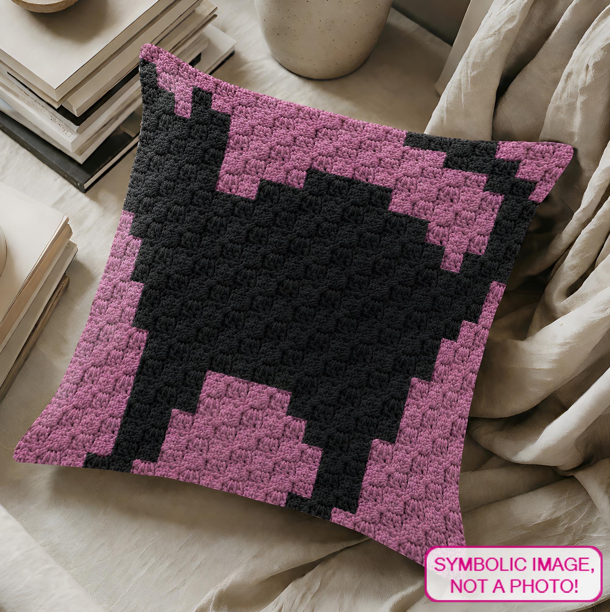 38 Black Cat Crochet Patterns for Amigurumi, Bags, Keychains, and Cozy Handmade Gifts 34 C2C Pillow Pattern Crochet Black Cat Pattern with Written